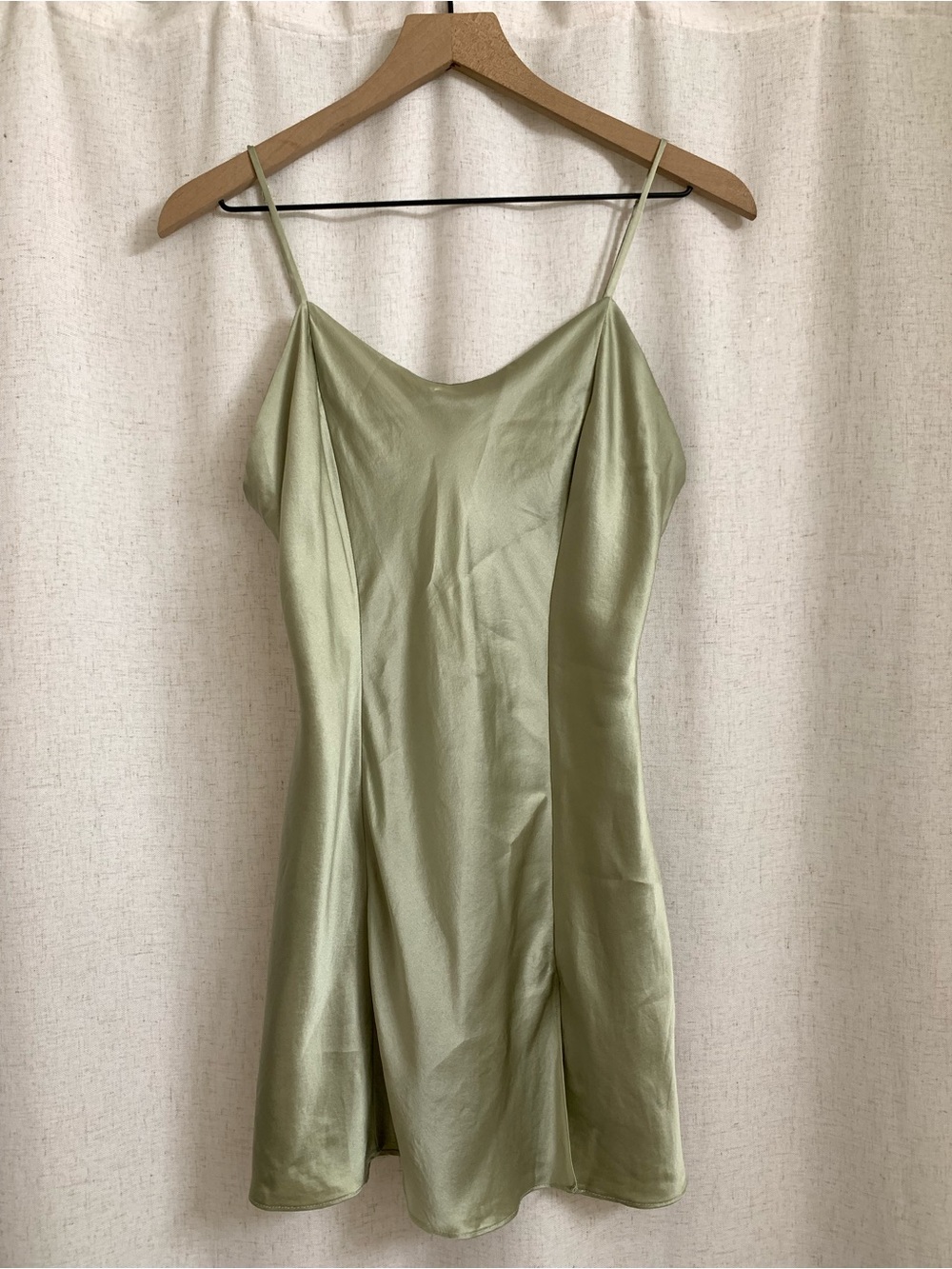 Victoria's Secret 100% Silk Vintage Sage Green Satin Slip Chemise Dress Nighty M